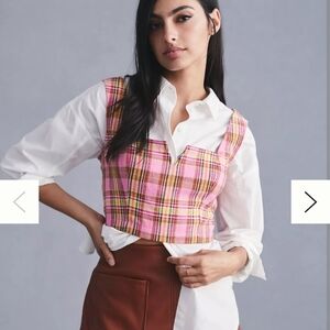 Maeve Plaid Pink and Yellow Women's Top